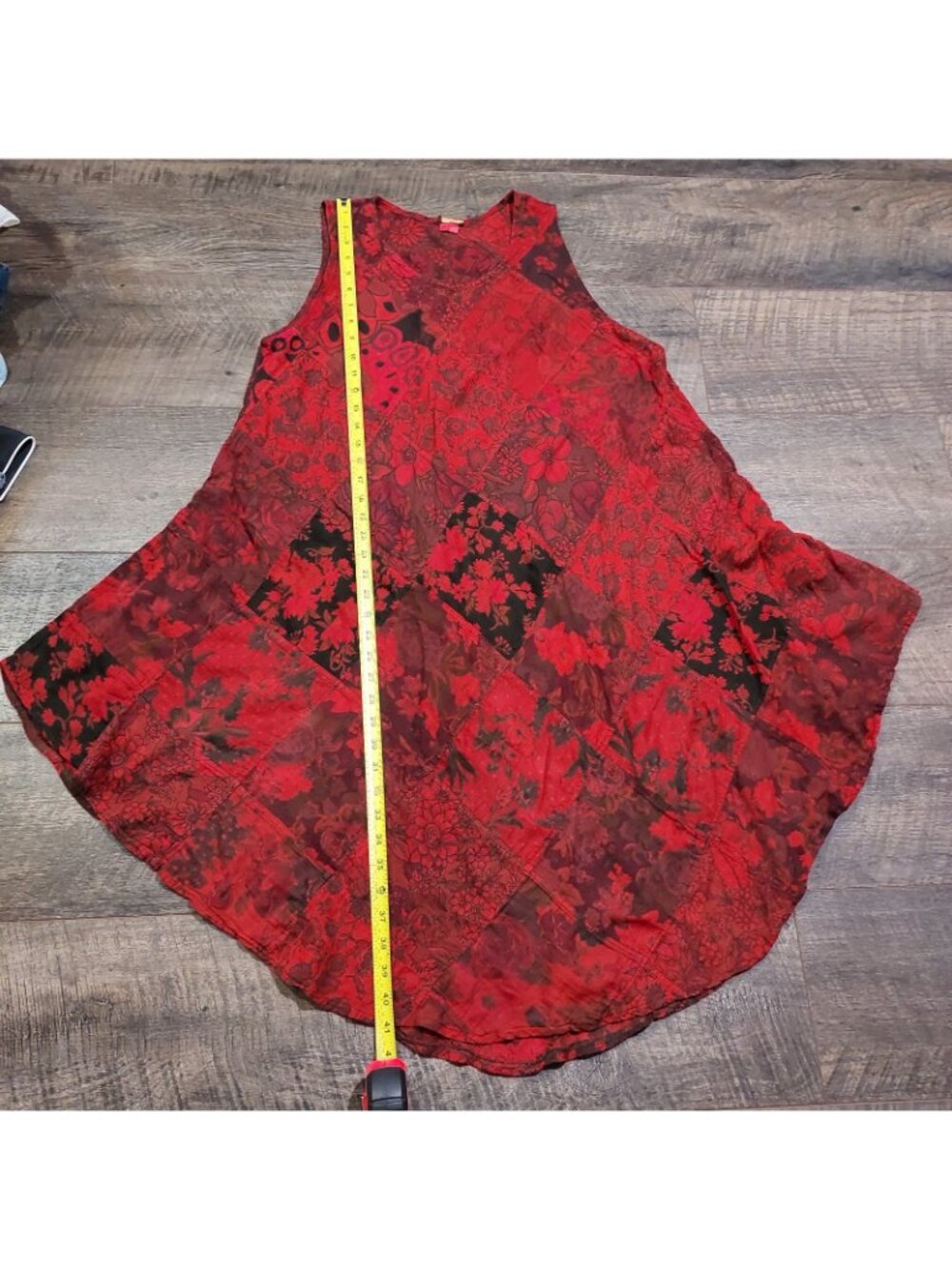 Tunic Tank Dress Winged Horse Pool Coverup Sleevless India Red Boho Beachcore - Picture 3 of 11